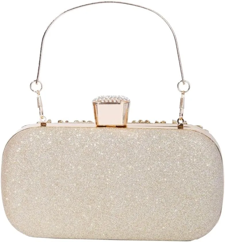 Covelin Women's Rhinestone Decorated Evening Bag, Tote Shoulder Crossbody Handbag with Chain