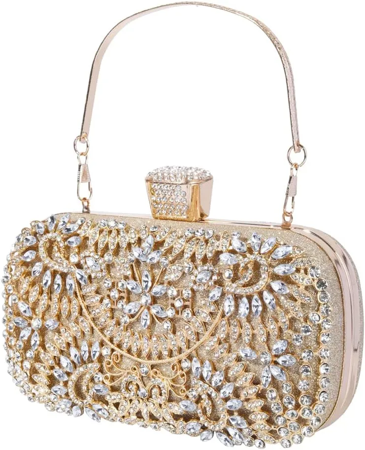 Covelin Women's Rhinestone Decorated Evening Bag, Tote Shoulder Crossbody Handbag with Chain