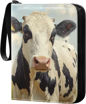 Cow Painting Card Binder, 400 Pockets Card Holder with 50 Sleeves, Sturdy Card Holder Folders for Game Cards & Sports Cards