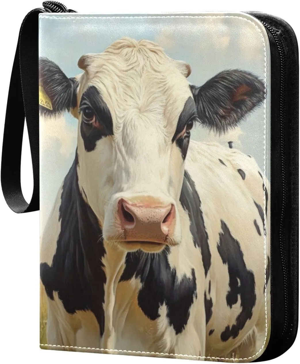 Cow Painting Card Binder, 400 Pockets Card Holder with 50 Sleeves, Sturdy Card Holder Folders for Game Cards & Sports Cards