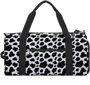Cow Print Sport Gym Duffle Travel Bag with Shoe Compartment,Wet Pocket for Men and Women