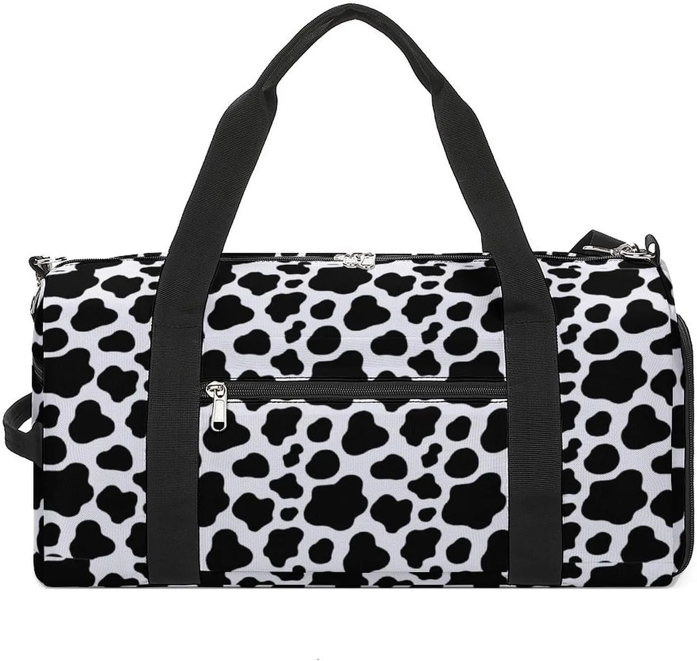 Cow Print Sport Gym Duffle Travel Bag with Shoe Compartment,Wet Pocket for Men and Women
