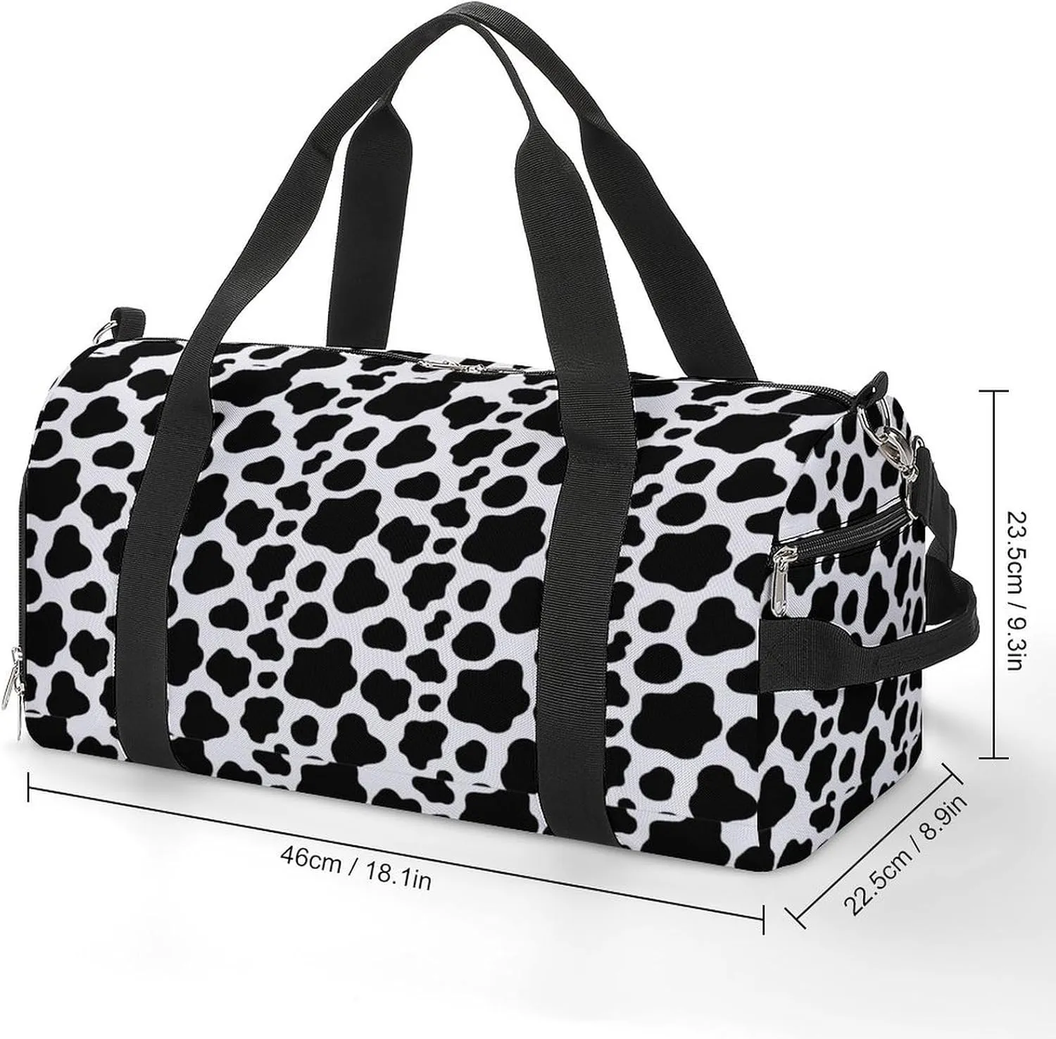 Cow Print Sport Gym Duffle Travel Bag with Shoe Compartment,Wet Pocket for Men and Women