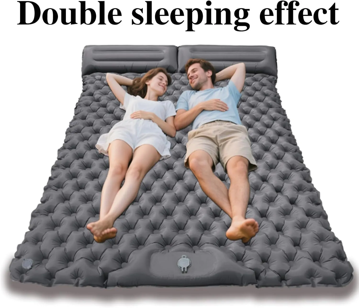 Coziya Matelas, 5cm Ultralight Inflatable Camping Mattress, Inflatable Sleeping Pad with Built-in Pillow, Anti-Slip Design for Backpacking, Hiking, Travel (Blue,Double)