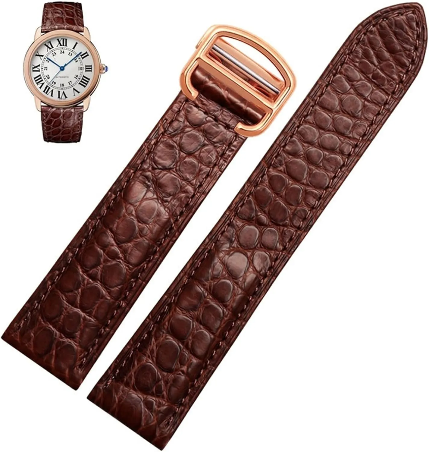 Crocodile Leather Watch Strap，For Cartier Watch Band 20mm，Leather Tank Key London Calibo Watch Chain Women 20mm