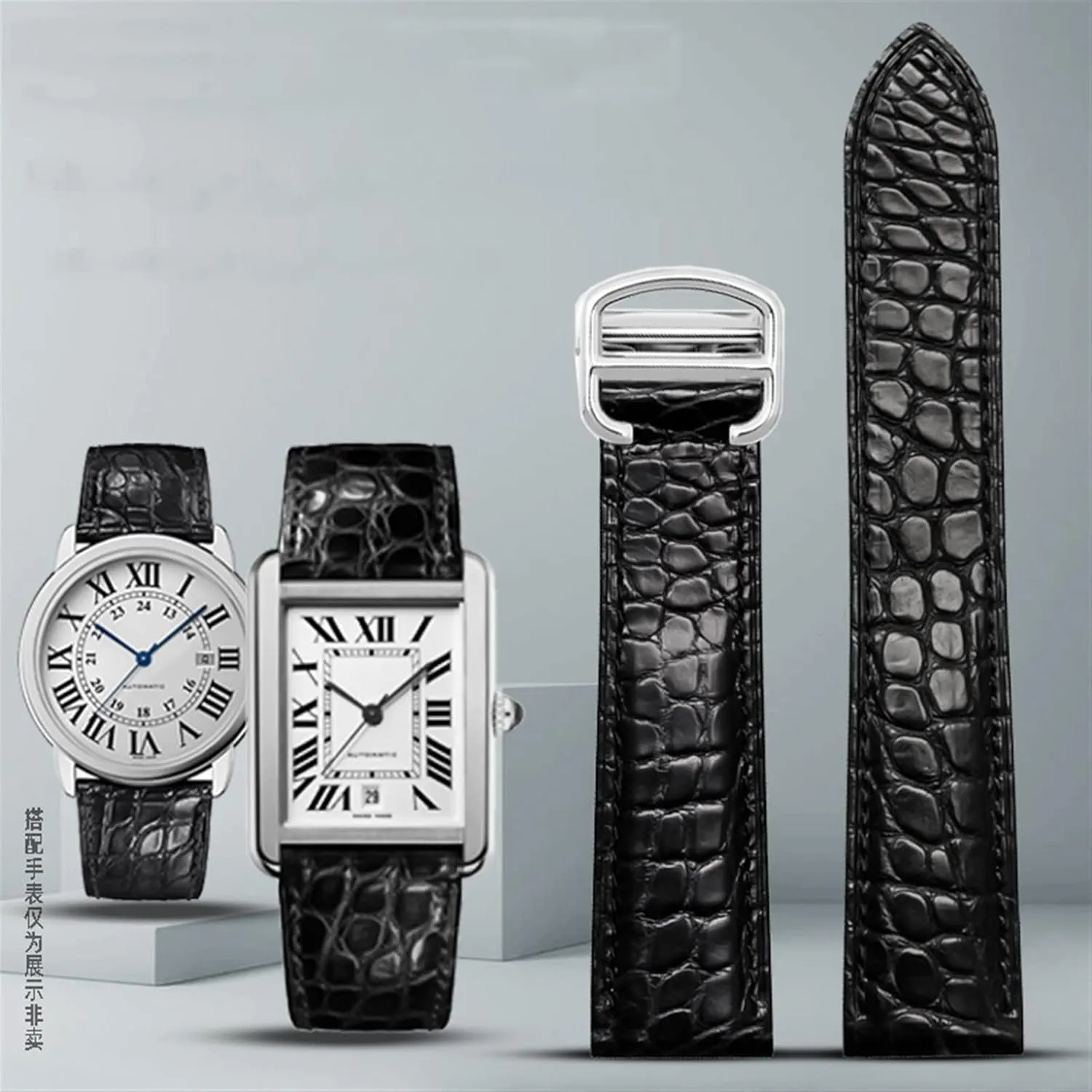 Crocodile Leather Watch Strap，For Cartier Watch Band 20mm，Leather Tank Key London Calibo Watch Chain Women 20mm