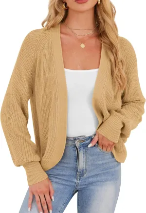 Cropped Cardigan Sweaters for Women Trendy Chunky Cable Knit Soft Cute Loose Sweaters Coats for Casual