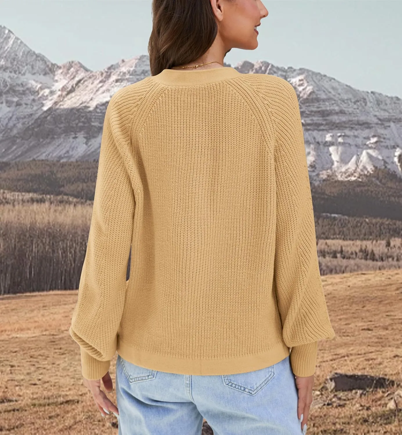 Cropped Cardigan Sweaters for Women Trendy Chunky Cable Knit Soft Cute Loose Sweaters Coats for Casual