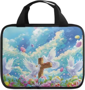 Cross Floral Pattern Bible Cover - Polyester Bible Cover Case for Women - Bible Carrier Small Bible Cover with Handle