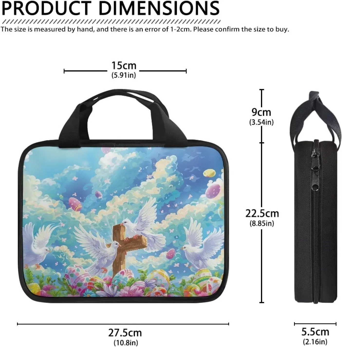 Cross Floral Pattern Bible Cover - Polyester Bible Cover Case for Women - Bible Carrier Small Bible Cover with Handle