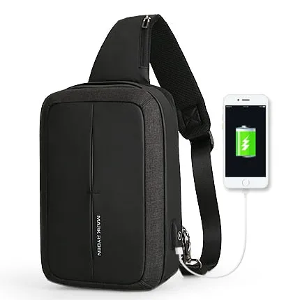 Crossbody Bag Business Shoulder High Capacity Chest Bag USB Design