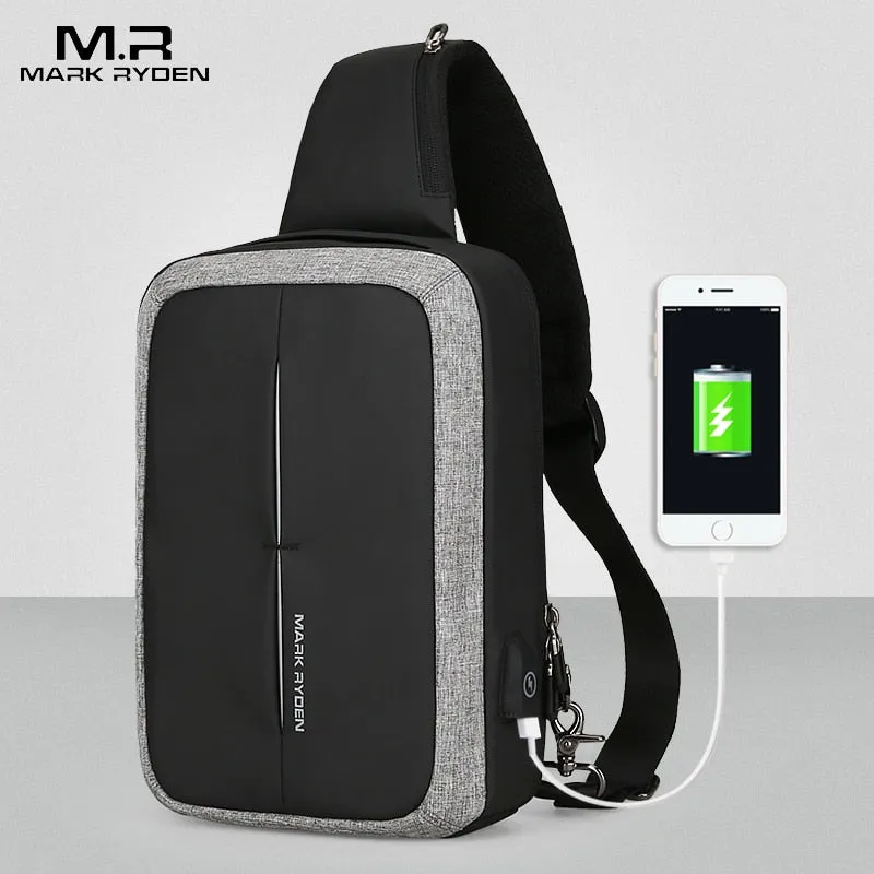Crossbody Bag Business Shoulder High Capacity Chest Bag USB Design