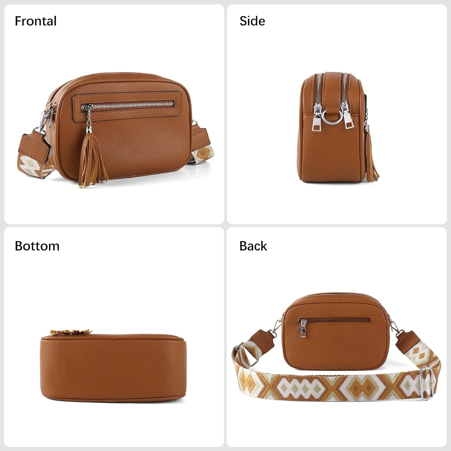 Crossbody Bag for Women Trendy Purse Small Shoulder Handbags with Wide Strap With Multi-compartment double zipper