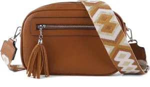 Crossbody Bag for Women Trendy Purse Small Shoulder Handbags with Wide Strap With Multi-compartment double zipper