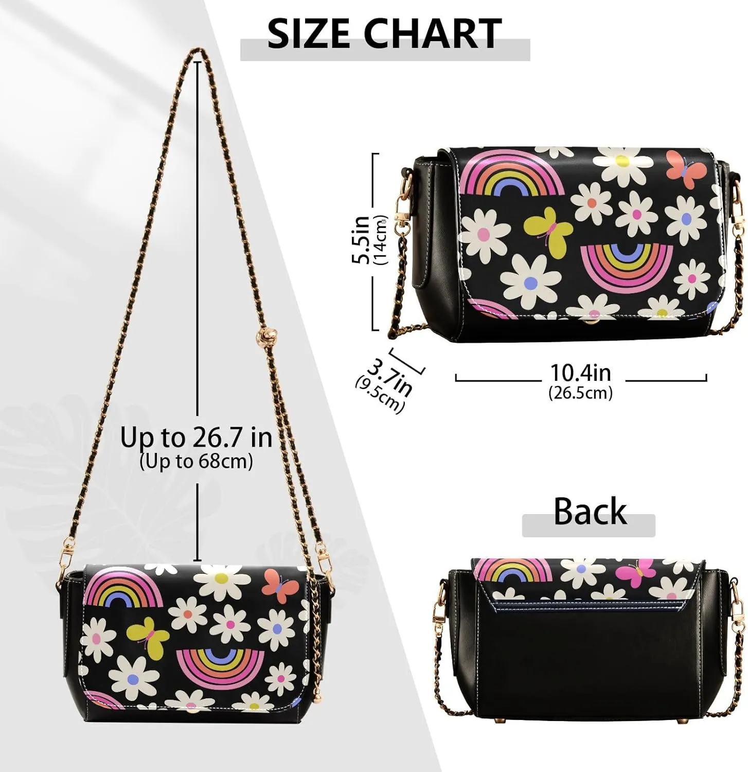 Crossbody Bags for Women Trendy Women's Black Shoulder Bag Small PU Leather Flap Cross Body Bag Handbags