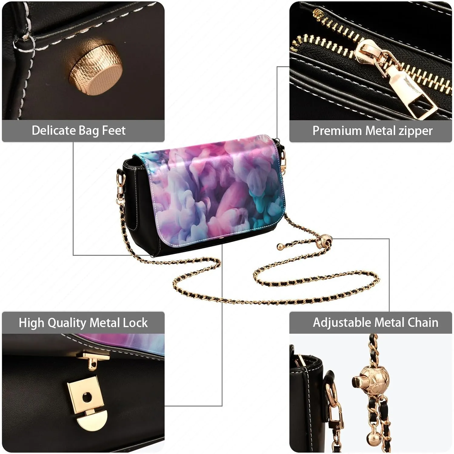 Crossbody Bags for Women Trendy Women's Black Shoulder Bag Small PU Leather Flap Cross Body Bag Handbags