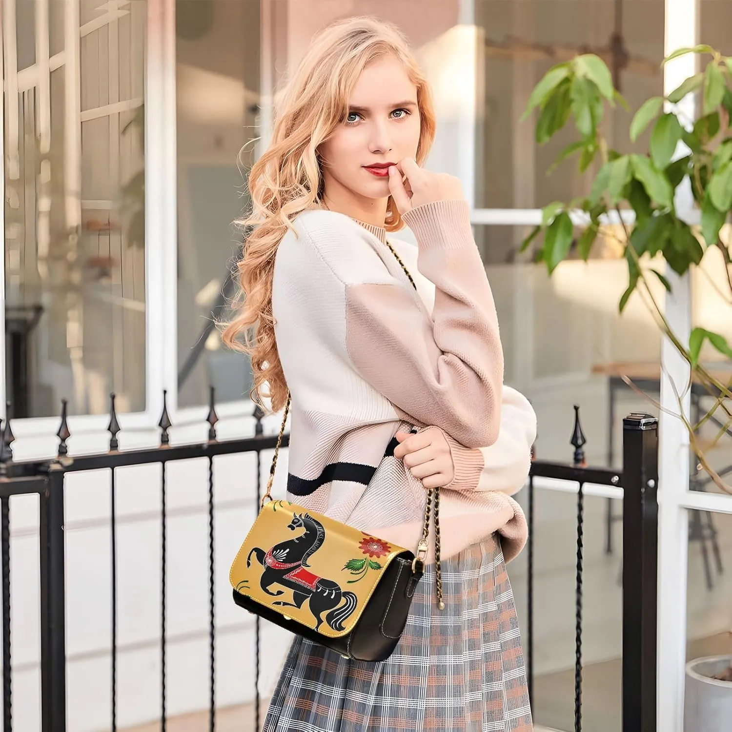 Crossbody Bags for Women Trendy Women's Black Shoulder Bag Small PU Leather Flap Cross Body Bag Handbags