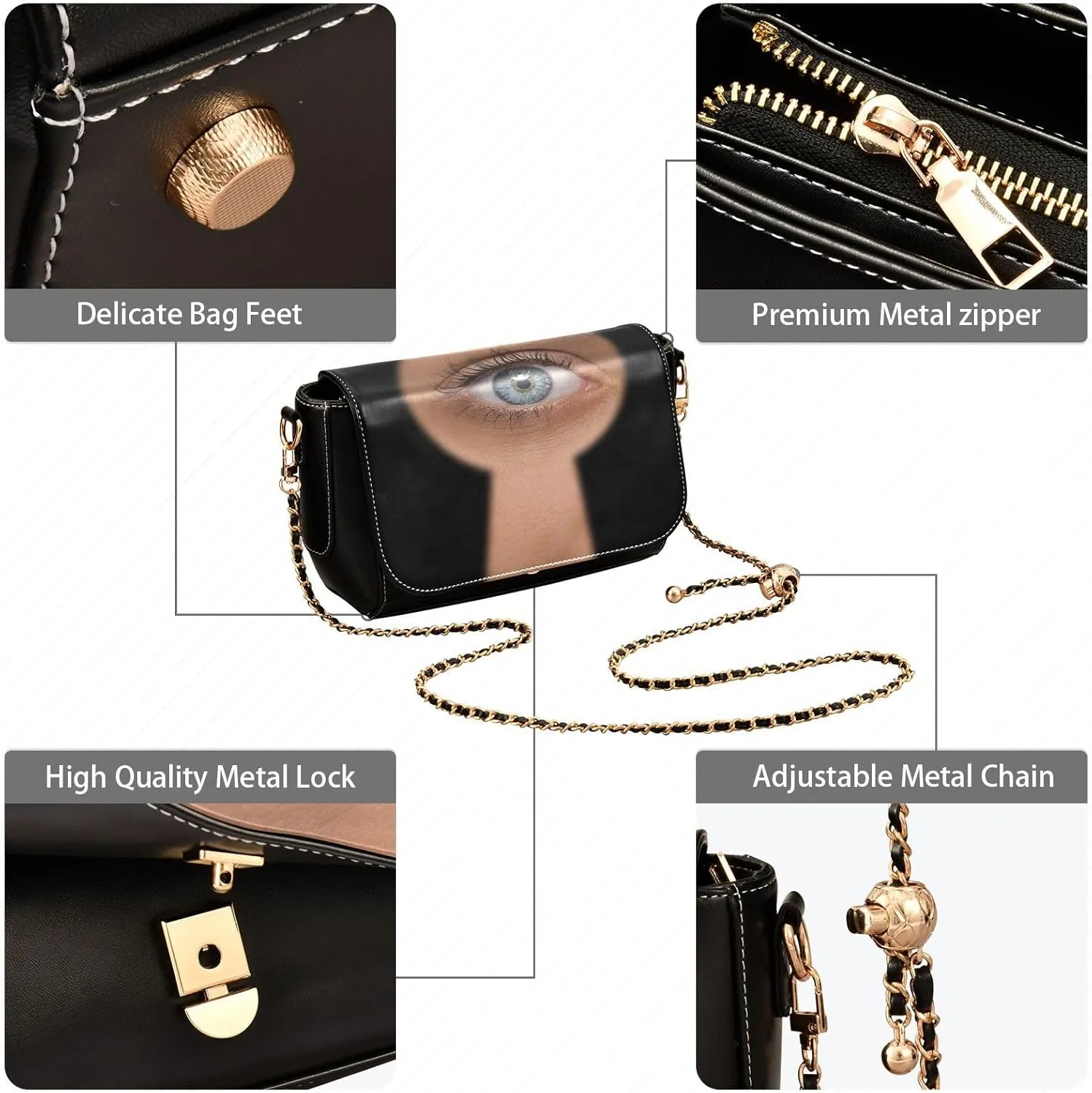 Crossbody Bags for Women Trendy Women's Black Shoulder Bag Small PU Leather Flap Cross Body Bag Handbags