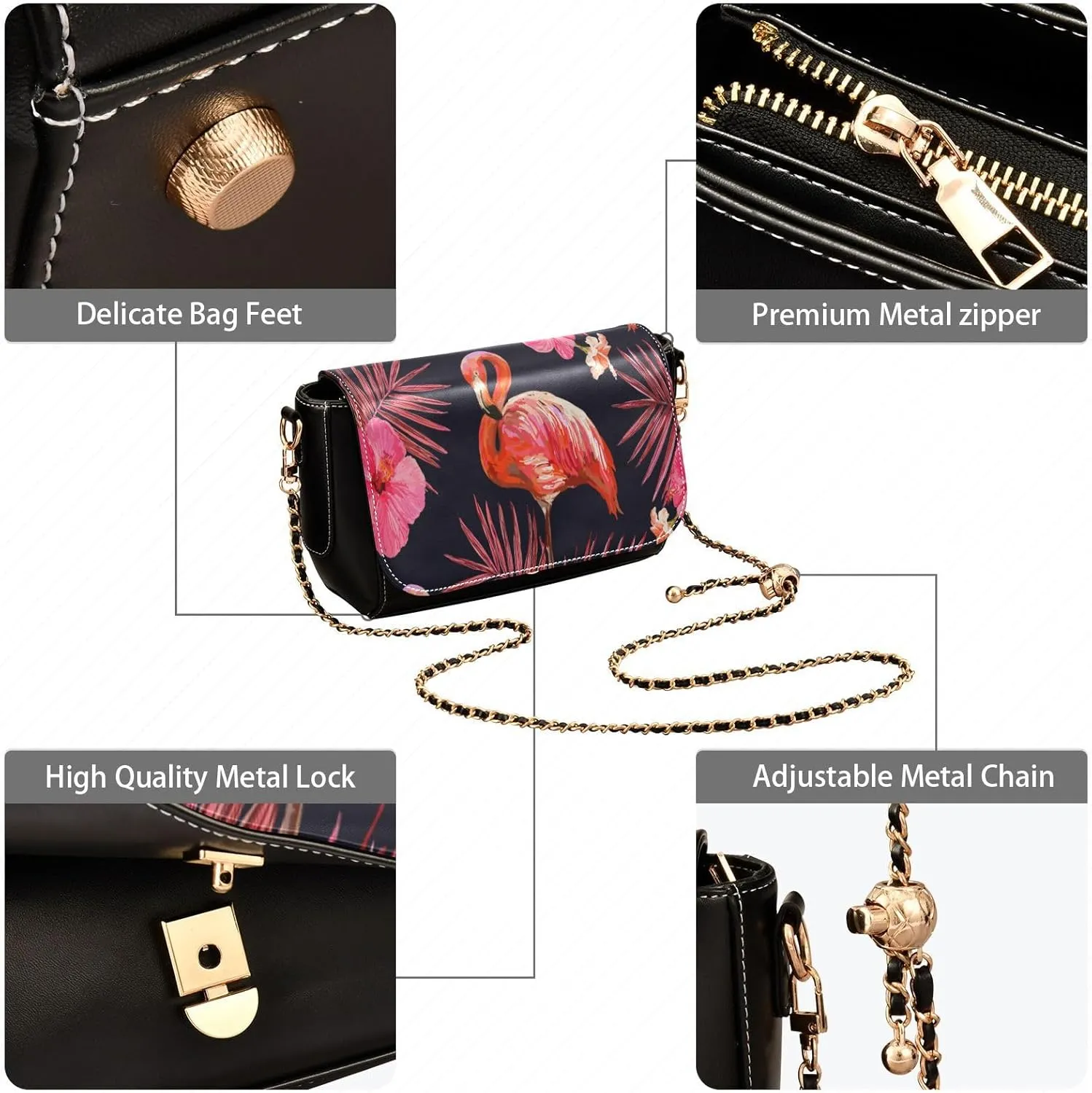 Crossbody Bags for Women Trendy Women's Black Shoulder Bag Small PU Leather Flap Cross Body Bag Handbags
