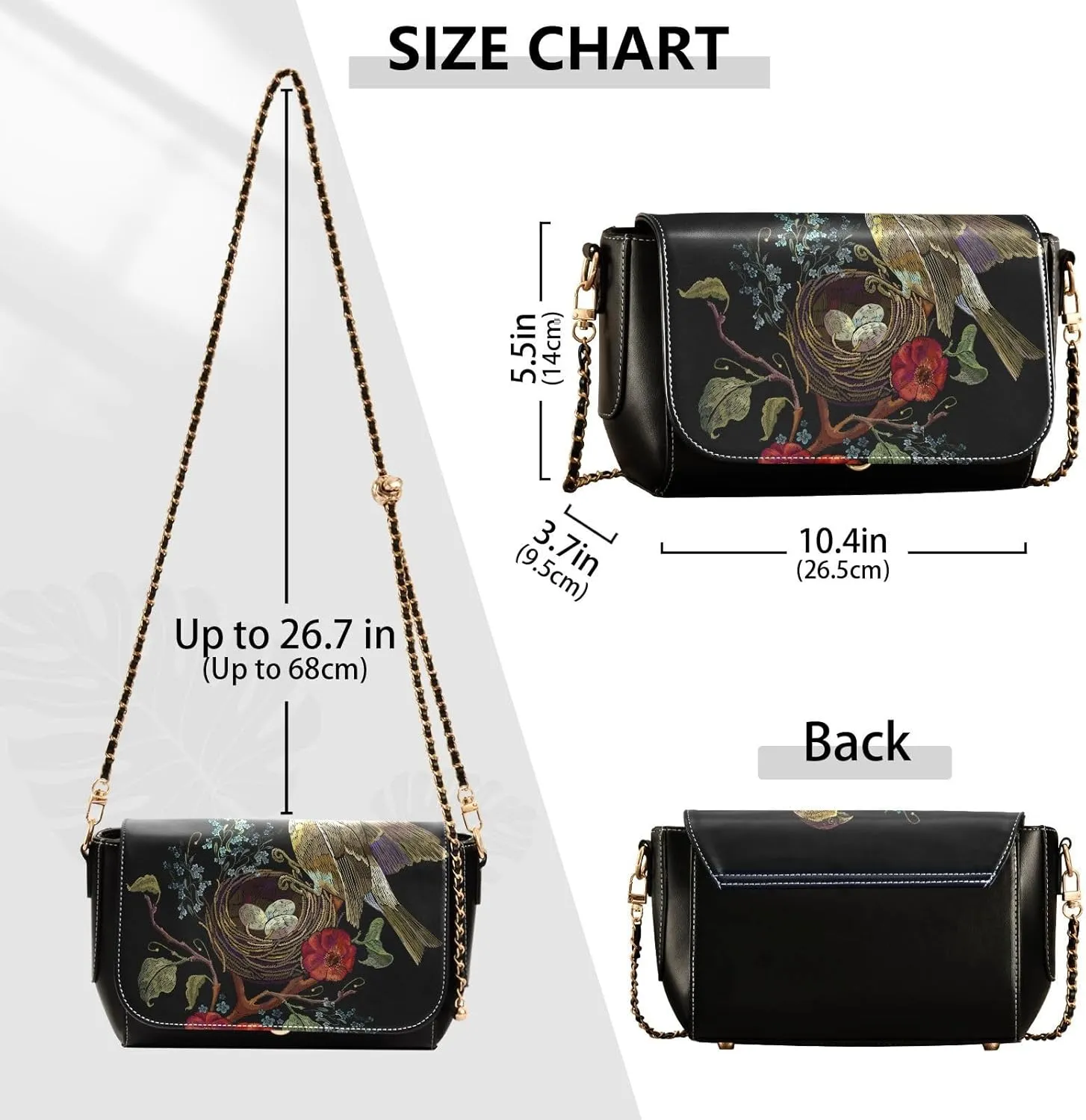 Crossbody Bags for Women Trendy Women's Black Shoulder Bag Small PU Leather Flap Cross Body Bag Handbags