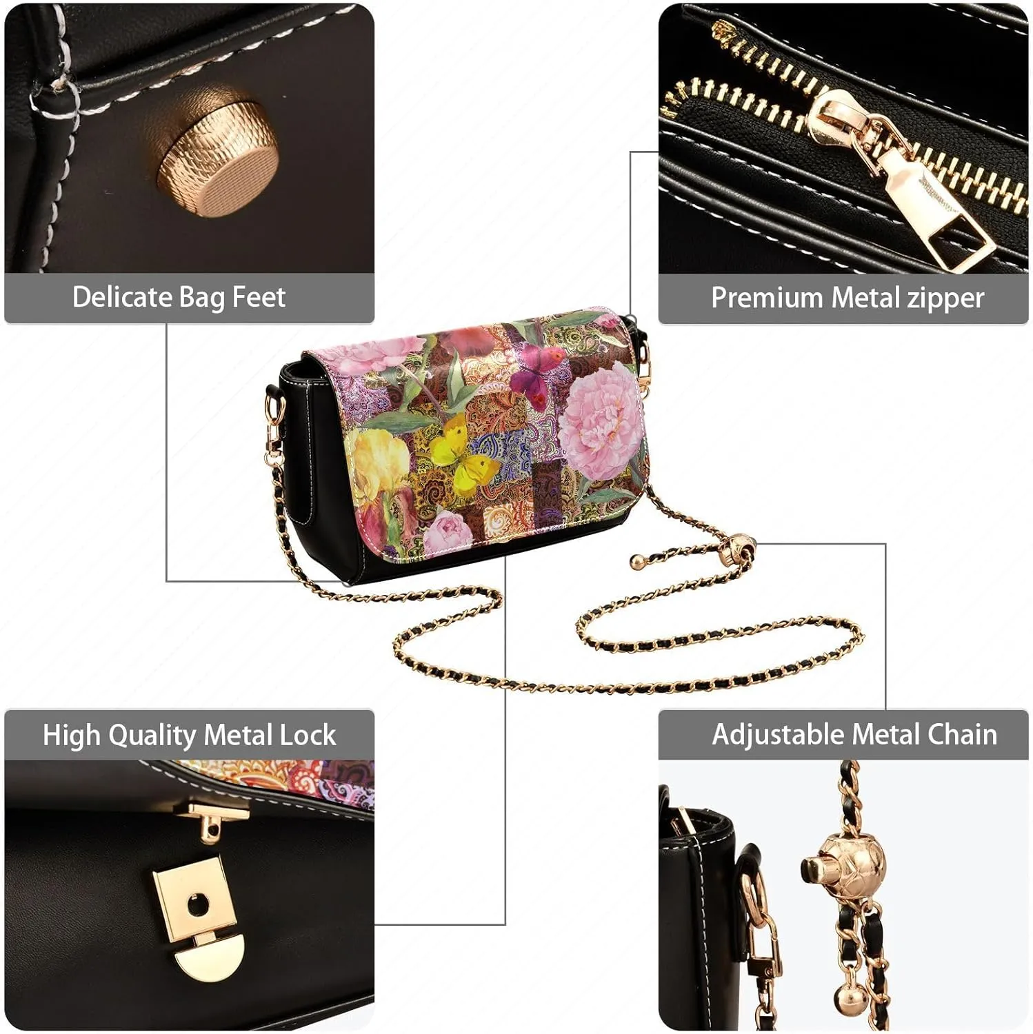 Crossbody Bags for Women Trendy Women's Black Shoulder Bag Small PU Leather Flap Cross Body Bag Handbags