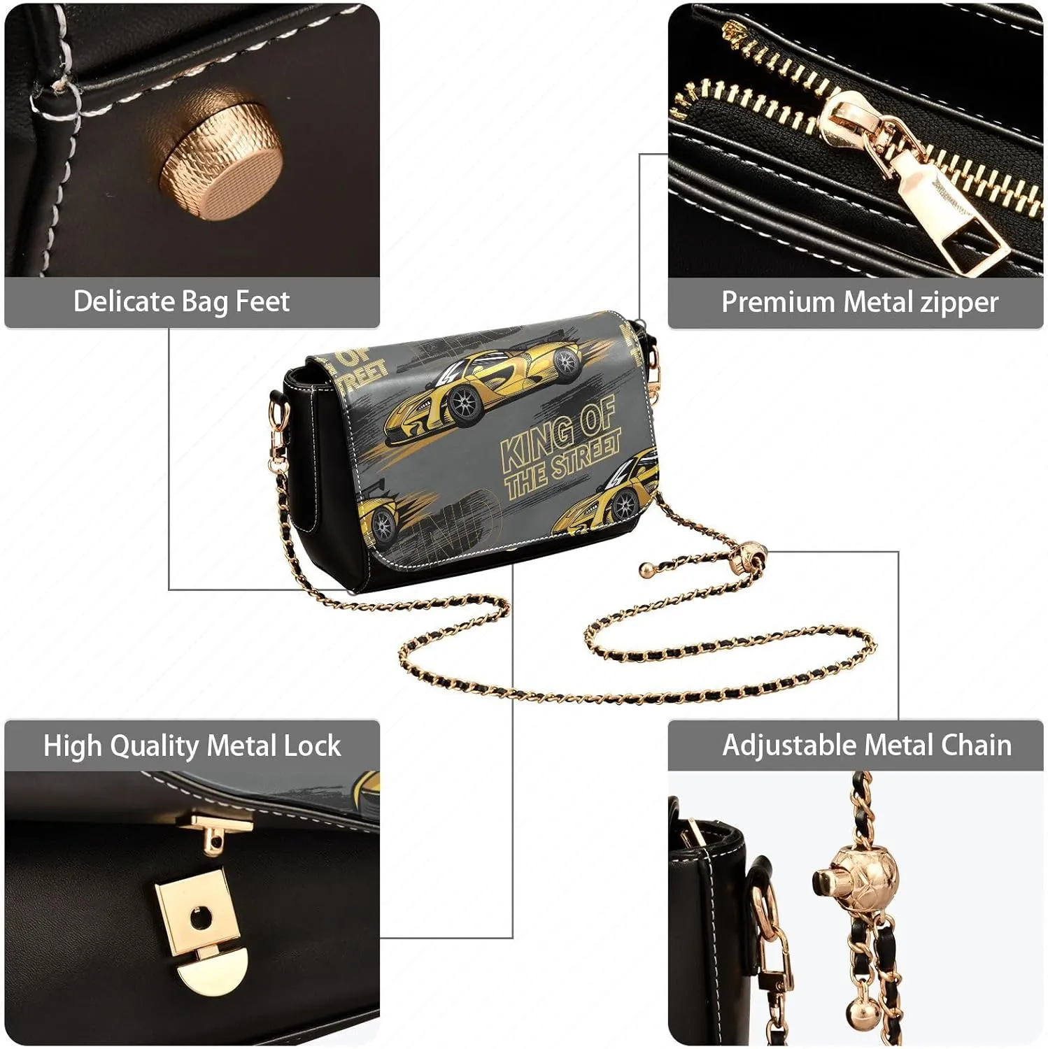 Crossbody Bags for Women Trendy Women's Black Shoulder Bag Small PU Leather Flap Cross Body Bag Handbags