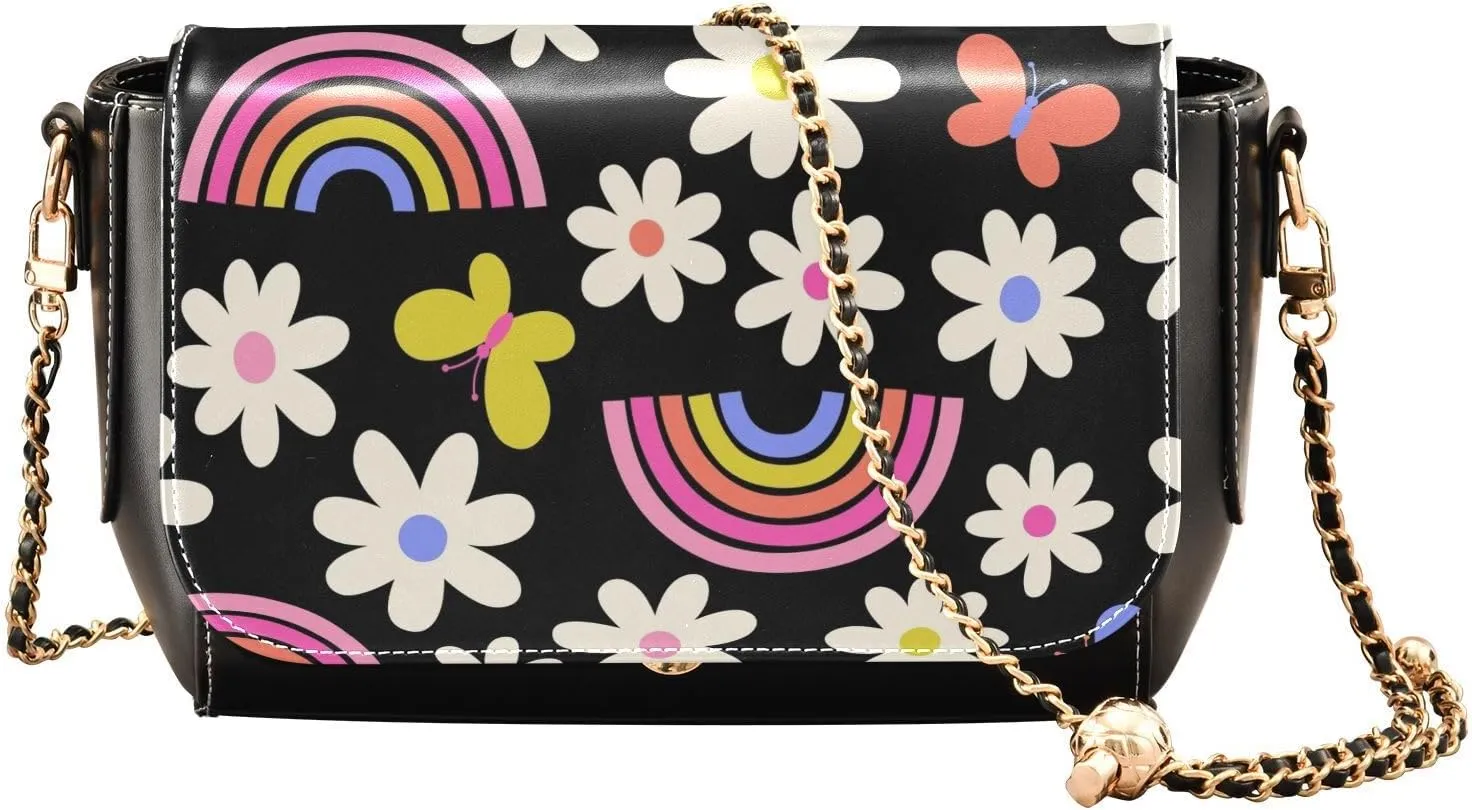 Crossbody Bags for Women Trendy Women's Black Shoulder Bag Small PU Leather Flap Cross Body Bag Handbags