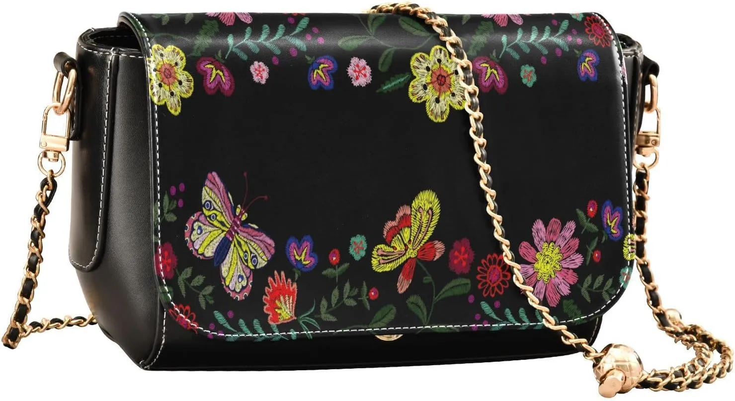 Crossbody Bags for Women Trendy Women's Black Shoulder Bag Small PU Leather Flap Cross Body Bag Handbags