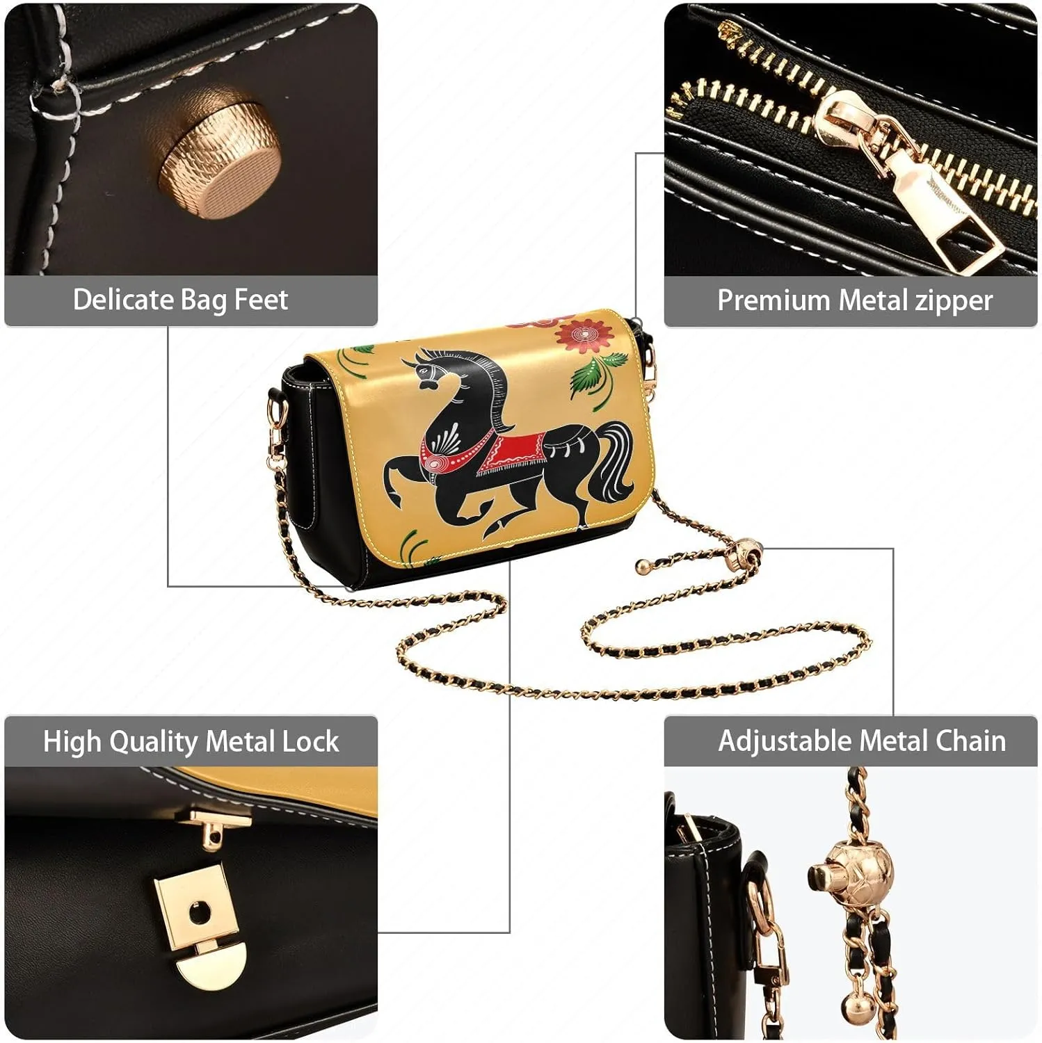 Crossbody Bags for Women Trendy Women's Black Shoulder Bag Small PU Leather Flap Cross Body Bag Handbags