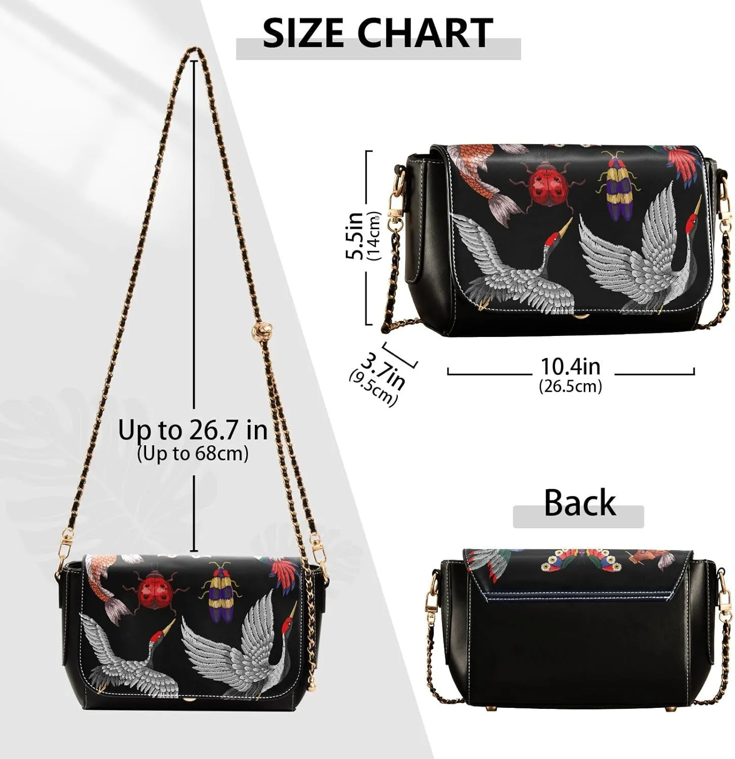 Crossbody Bags for Women Trendy Women's Black Shoulder Bag Small PU Leather Flap Cross Body Bag Handbags