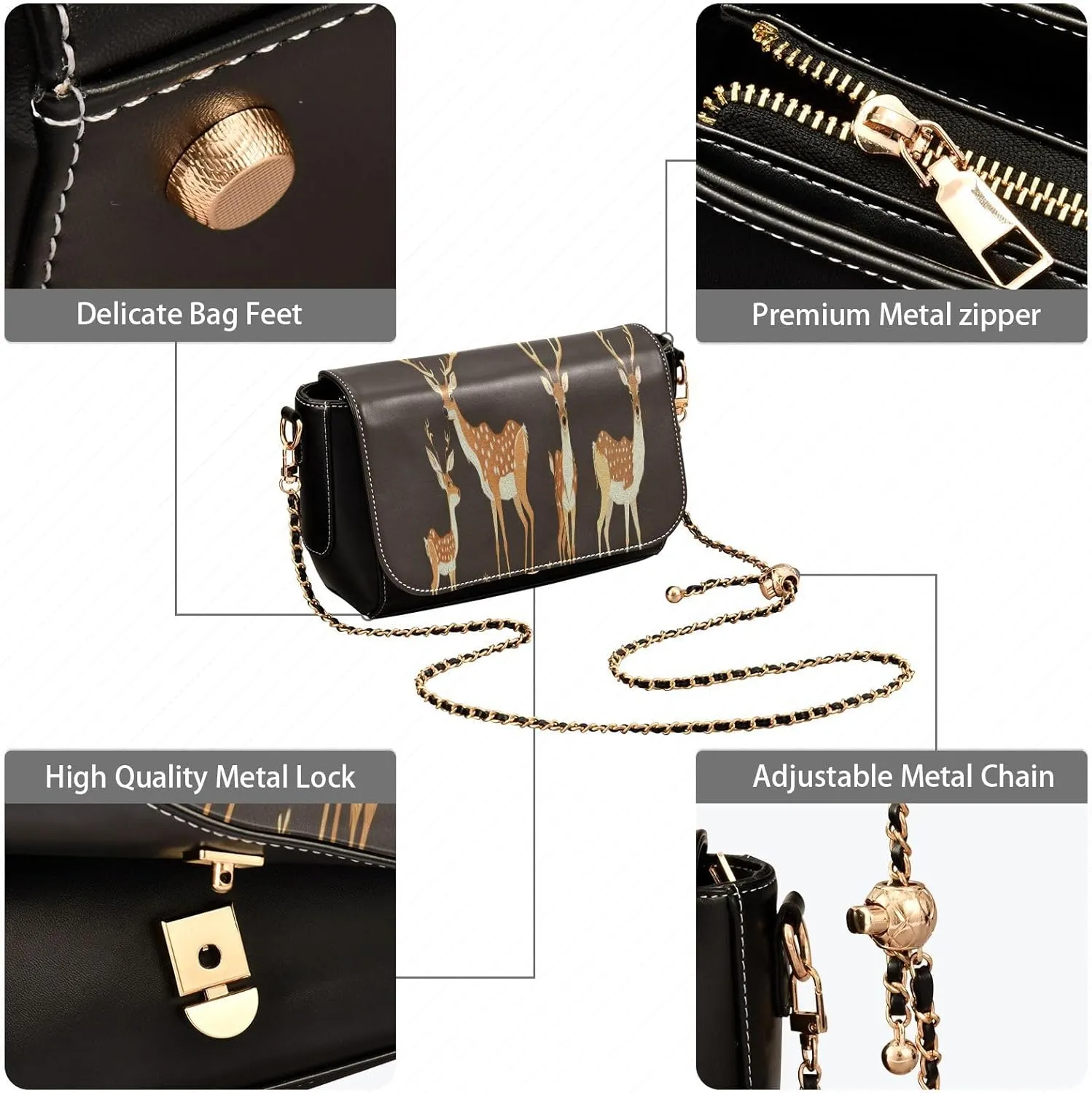 Crossbody Bags for Women Trendy Women's Black Shoulder Bag Small PU Leather Flap Cross Body Bag Handbags