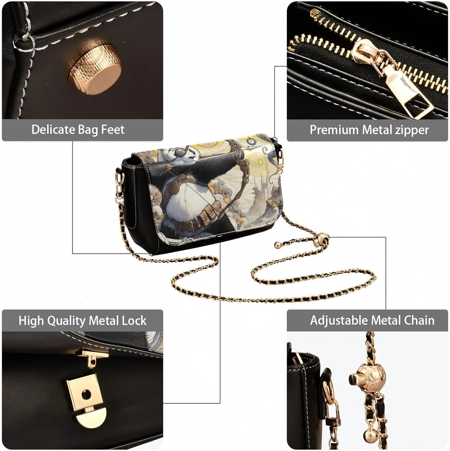 Crossbody Bags for Women Trendy Women's Black Shoulder Bag Small PU Leather Flap Cross Body Bag Handbags