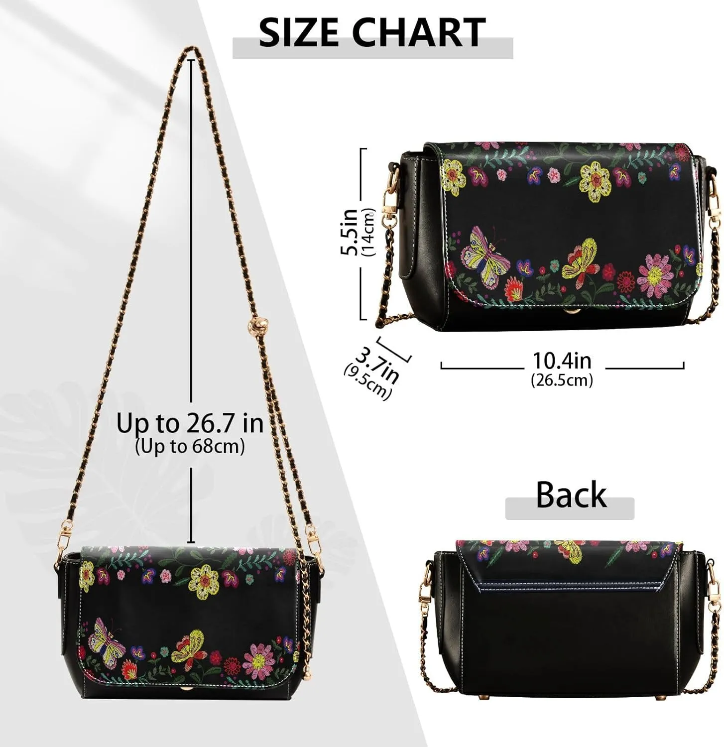Crossbody Bags for Women Trendy Women's Black Shoulder Bag Small PU Leather Flap Cross Body Bag Handbags