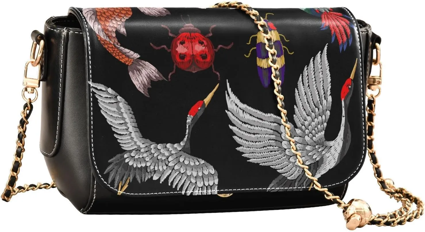 Crossbody Bags for Women Trendy Women's Black Shoulder Bag Small PU Leather Flap Cross Body Bag Handbags