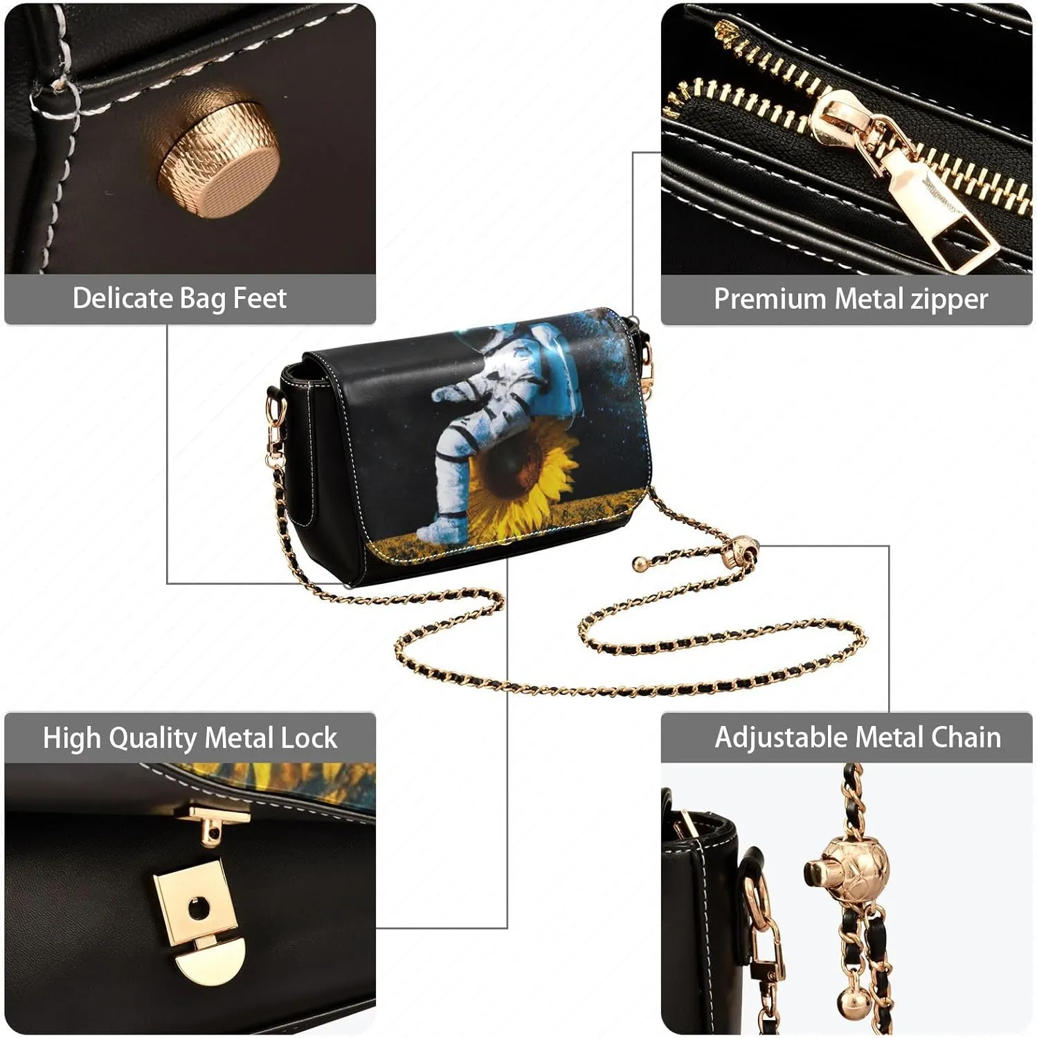 Crossbody Bags for Women Trendy Women's Black Shoulder Bag Small PU Leather Flap Cross Body Bag Handbags