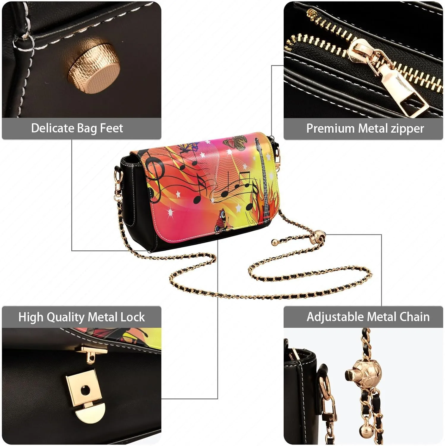 Crossbody Bags for Women Trendy Women's Black Shoulder Bag Small PU Leather Flap Cross Body Bag Handbags