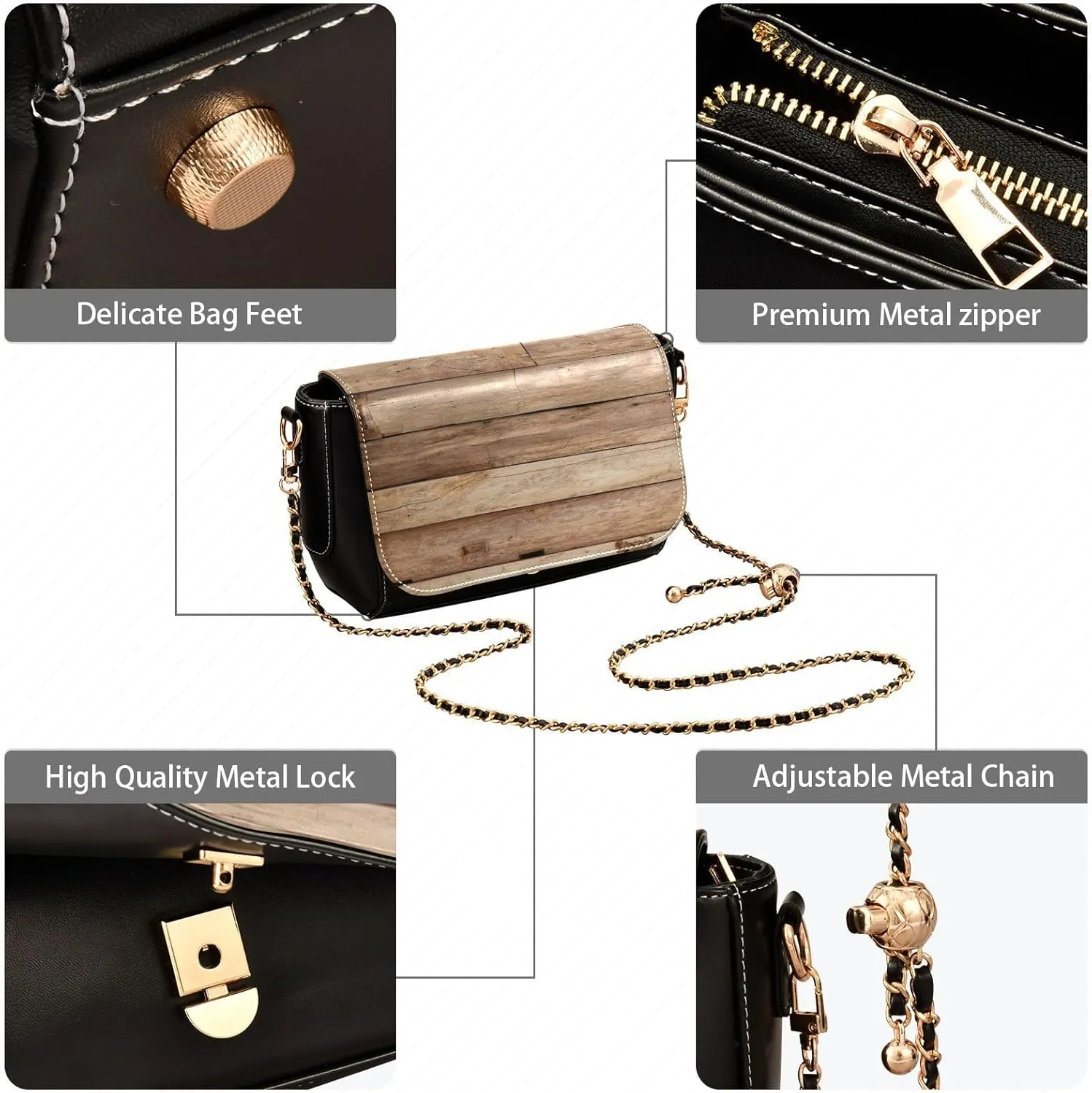 Crossbody Bags for Women Trendy Women's Black Shoulder Bag Small PU Leather Flap Cross Body Bag Handbags