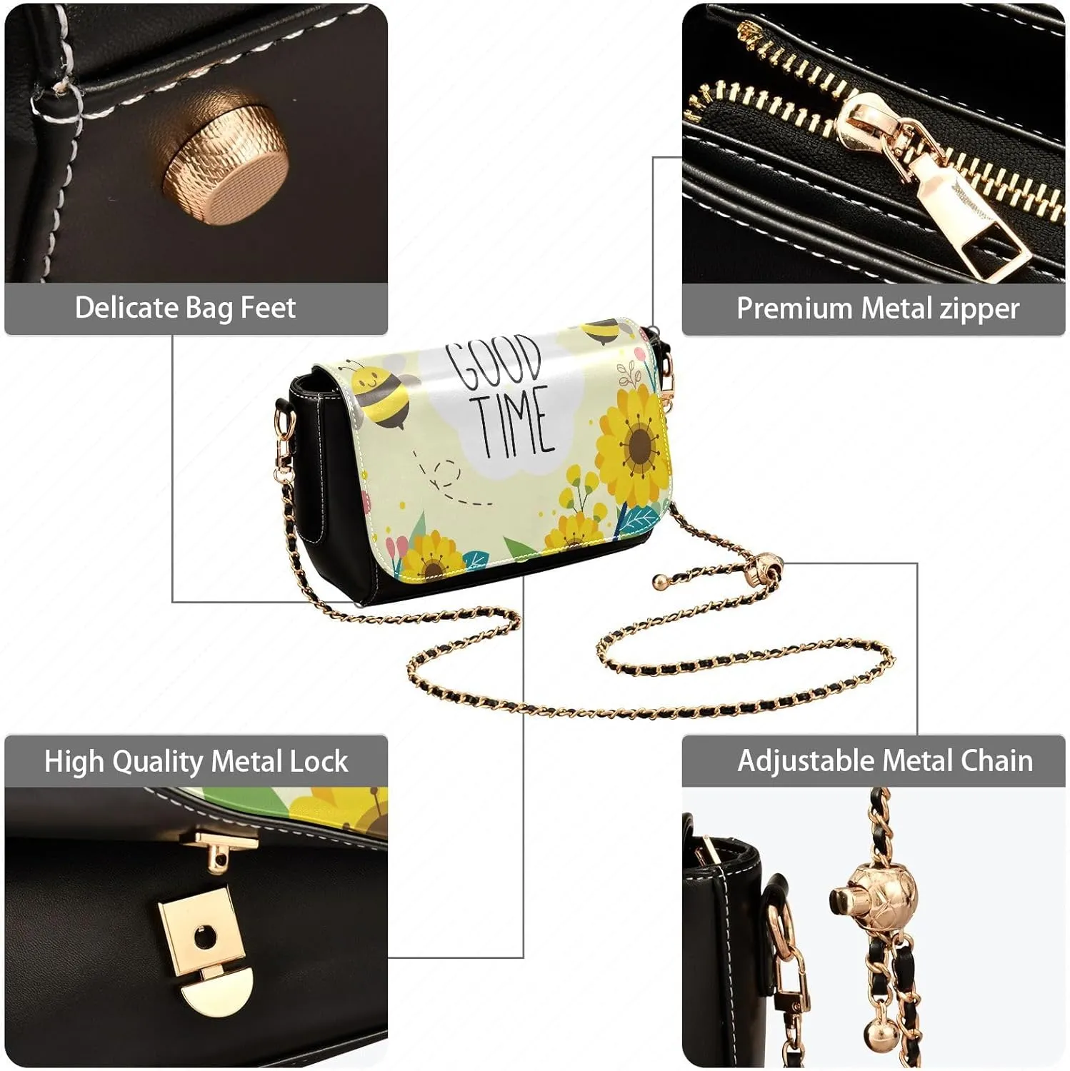 Crossbody Bags for Women Trendy Women's Black Shoulder Bag Small PU Leather Flap Cross Body Bag Handbags