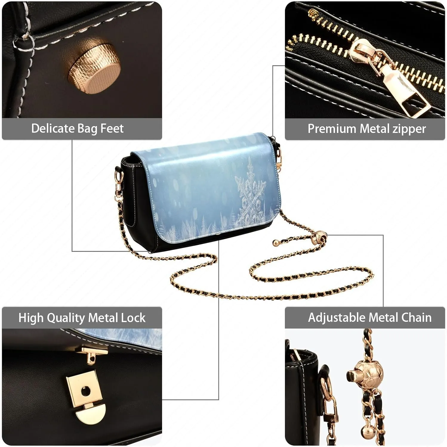 Crossbody Bags for Women Trendy Women's Black Shoulder Bag Small PU Leather Flap Cross Body Bag Handbags