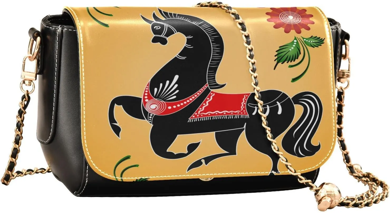Crossbody Bags for Women Trendy Women's Black Shoulder Bag Small PU Leather Flap Cross Body Bag Handbags