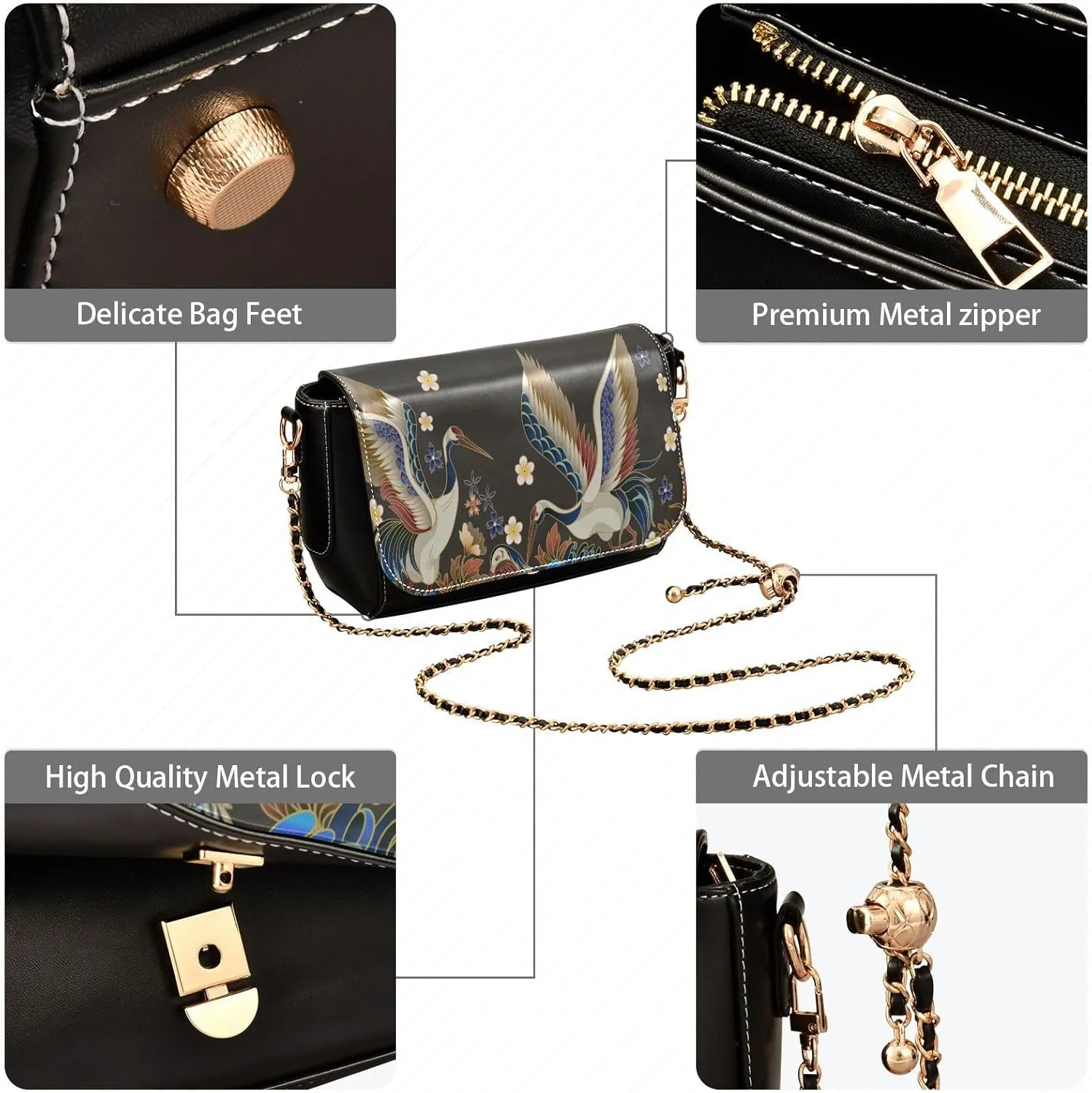 Crossbody Bags for Women Trendy Women's Black Shoulder Bag Small PU Leather Flap Cross Body Bag Handbags