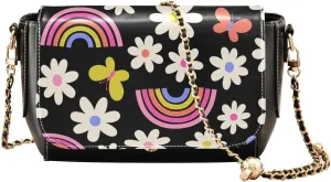 Crossbody Bags for Women Trendy Women's Black Shoulder Bag Small PU Leather Flap Cross Body Bag Handbags