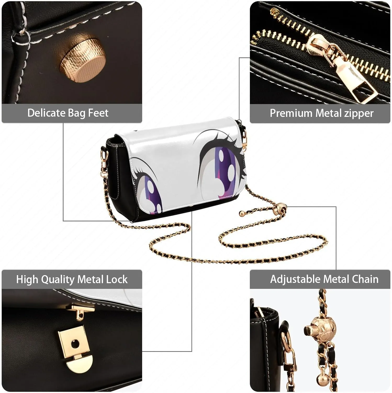 Crossbody Bags for Women Trendy Women's Black Shoulder Bag Small PU Leather Flap Cross Body Bag Handbags