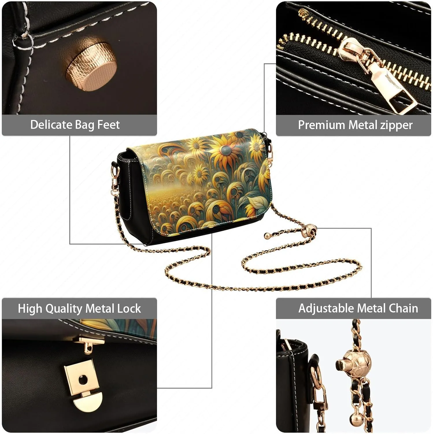 Crossbody Bags for Women Trendy Women's Black Shoulder Bag Small PU Leather Flap Cross Body Bag Handbags