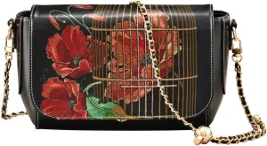 Crossbody Bags for Women Trendy Women's Black Shoulder Bag Small PU Leather Flap Cross Body Bag Handbags