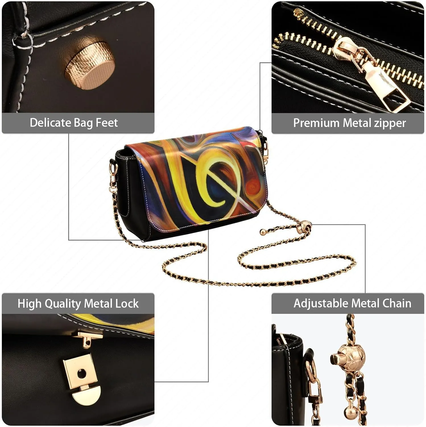 Crossbody Bags for Women Trendy Women's Black Shoulder Bag Small PU Leather Flap Cross Body Bag Handbags
