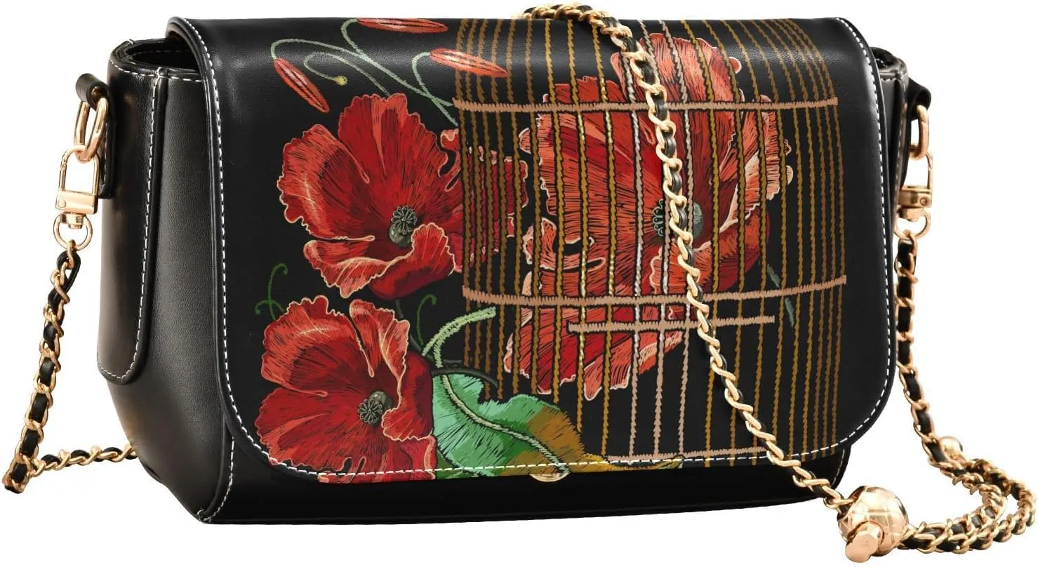 Crossbody Bags for Women Trendy Women's Black Shoulder Bag Small PU Leather Flap Cross Body Bag Handbags