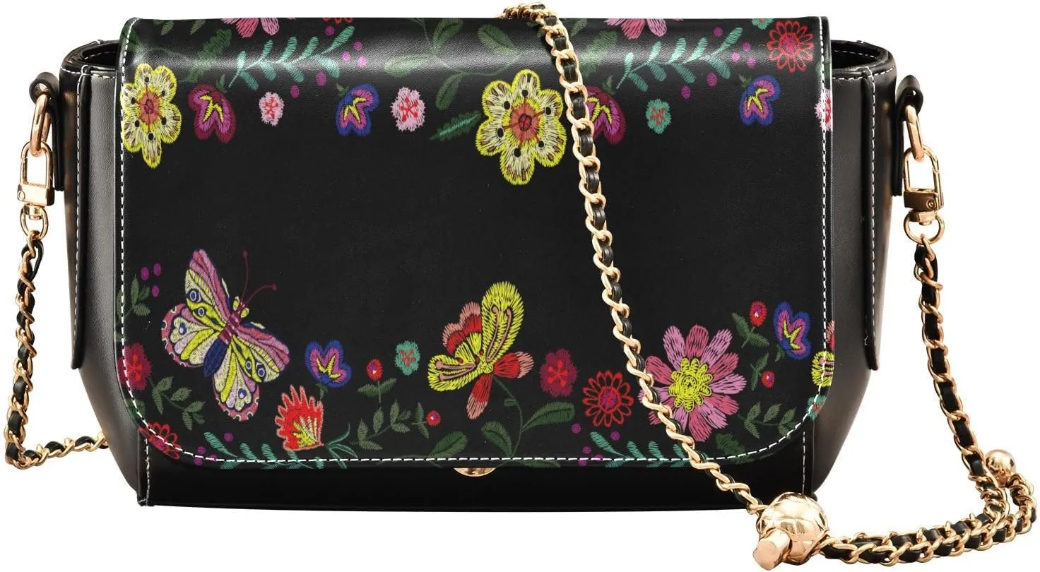 Crossbody Bags for Women Trendy Women's Black Shoulder Bag Small PU Leather Flap Cross Body Bag Handbags