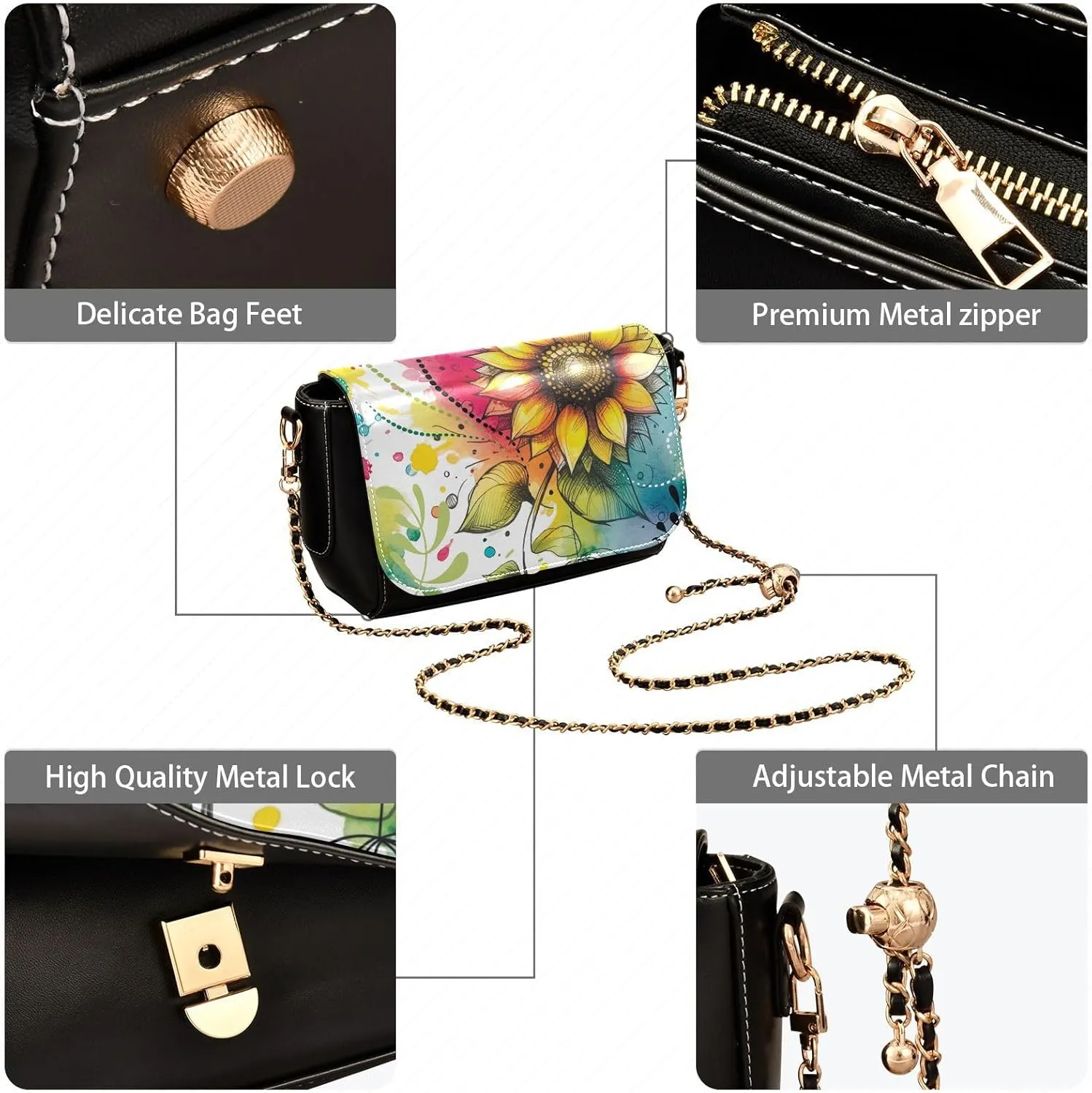 Crossbody Bags for Women Trendy Women's Black Shoulder Bag Small PU Leather Flap Cross Body Bag Handbags