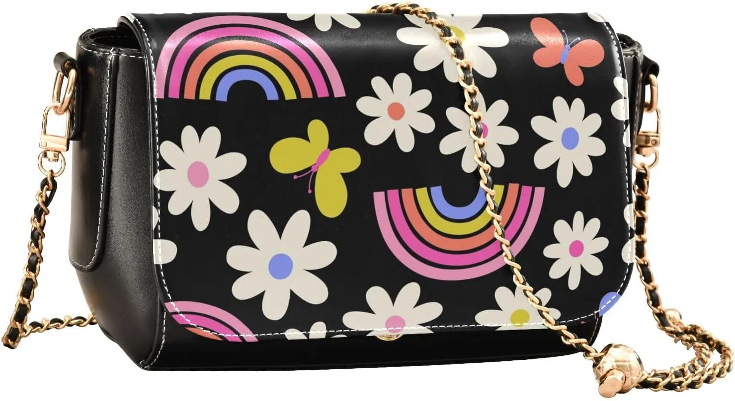 Crossbody Bags for Women Trendy Women's Black Shoulder Bag Small PU Leather Flap Cross Body Bag Handbags